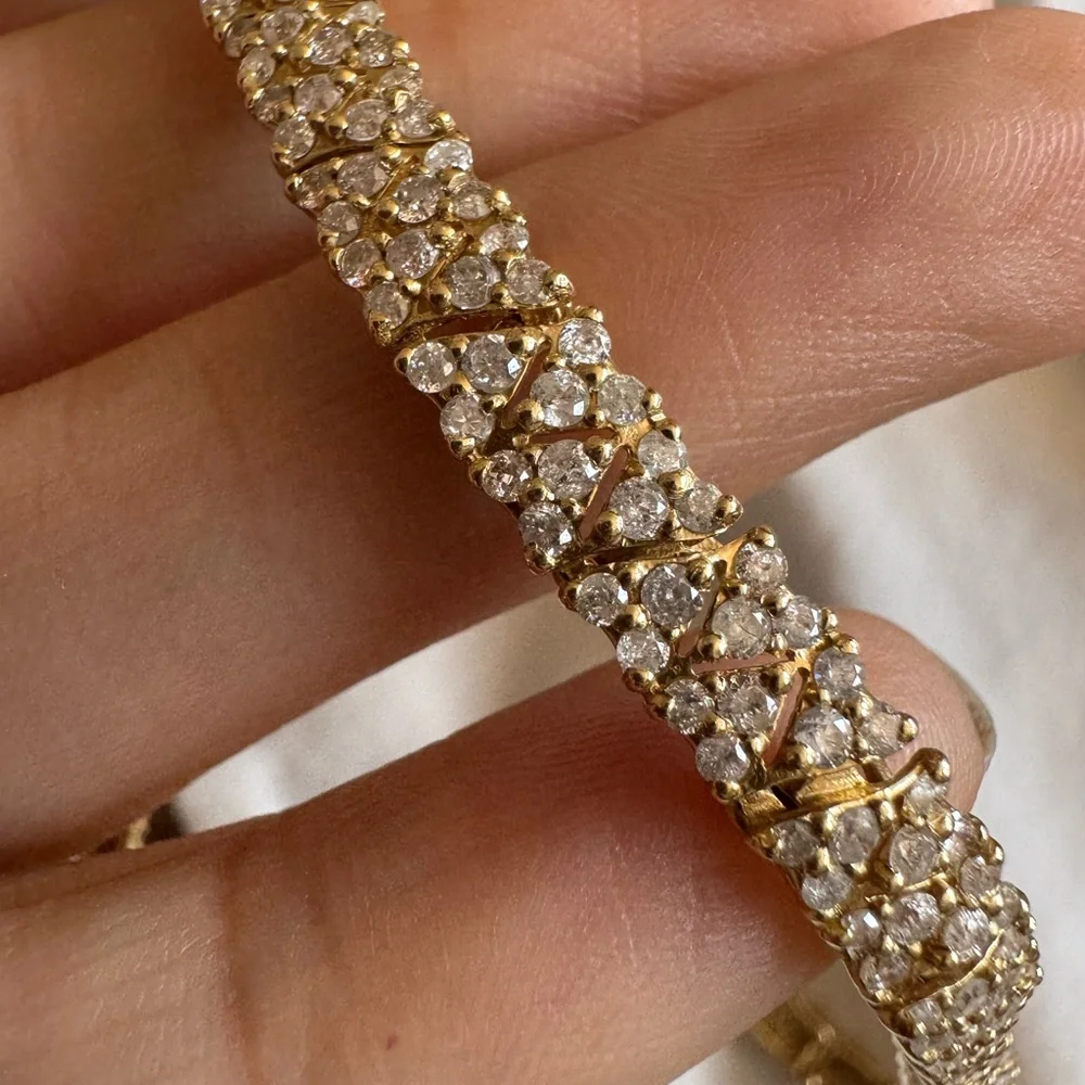 Elegant 6.5 CT Natural Diamonds Bracelet 14K Yellow Gold 7” Length - Picture 14 of 15